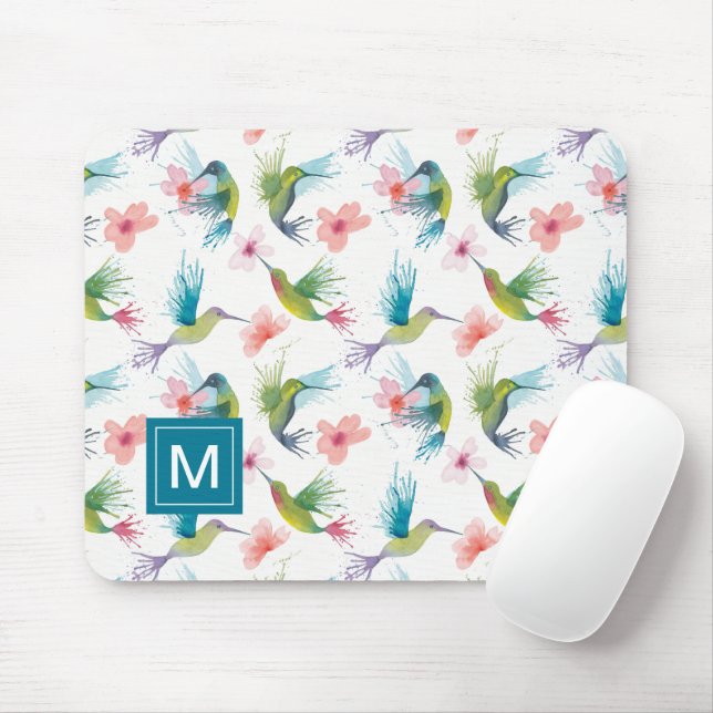 Hummingbirds & Flowers Mouse Mat (With Mouse)