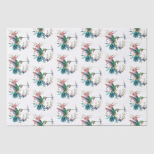 Hummingbirds Flowers Pattern Tissue Paper