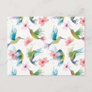 Hummingbirds & Flowers Postcard