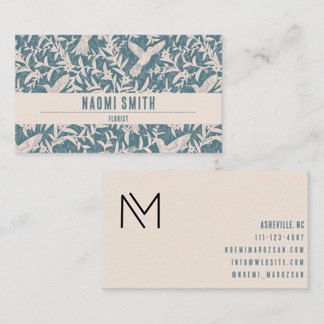 Hummingbirds foliage vintage style Business Card (Front/Back)