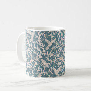Hummingbirds foliage whimsical blue coffee mug
