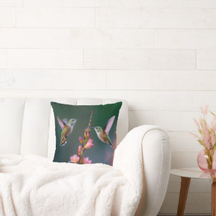 Hummingbirds Gladiolus Flowers Iridescent Pair Cushion