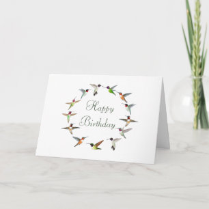 Hummingbirds Happy Birthday Card