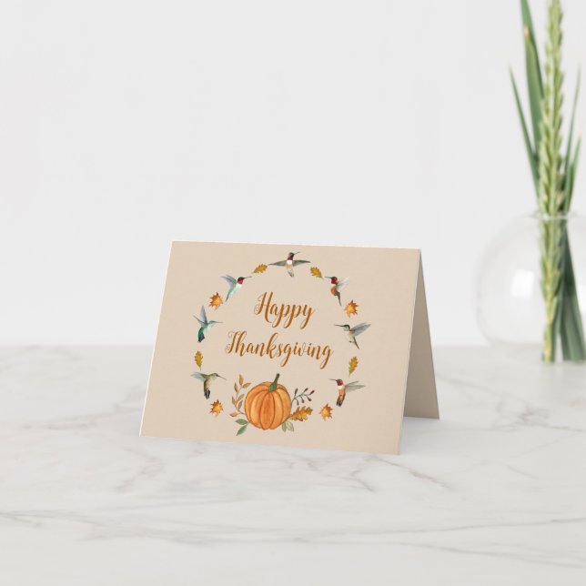 Hummingbirds Happy Thanksgiving Card (Front)