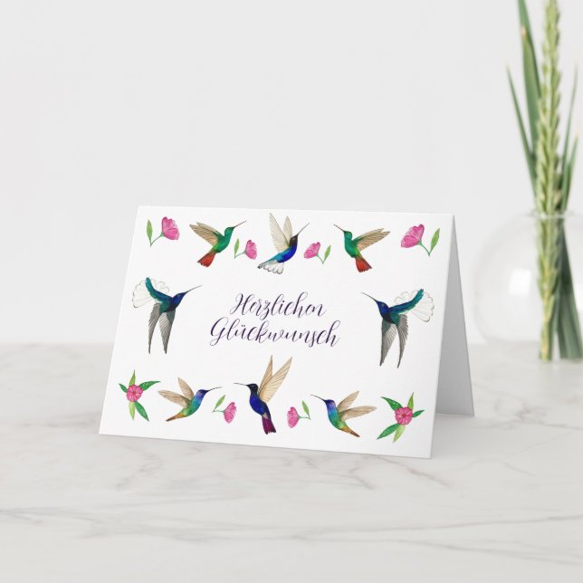  Hummingbirds Herzlichen Glückwunsch Card (Front)