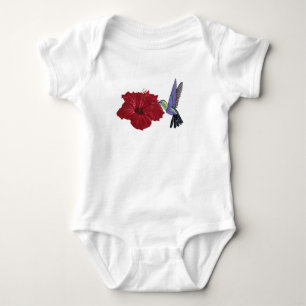 Hummingbirds Hibiscus Floral Art Baby Bodysuit