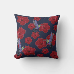 Hummingbirds Hibiscus Floral Art Cushion