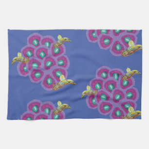 Hummingbirds Hibiscus Floral Art Tea Towel