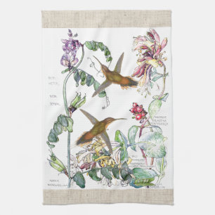 Hummingbirds Honeysuckle Flowers Kitchen Towels