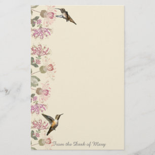 Hummingbirds & Honeysuckle Flowers Stationery