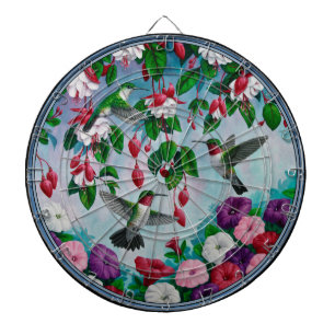 Hummingbirds in Fuchsia Flower Garden Dartboard