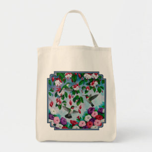 Hummingbirds in Fuchsia Flower Garden Tote Bag