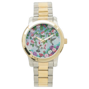 Hummingbirds in Fuchsia Flower Garden Watch