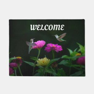  Hummingbirds in Garden Door Mat
