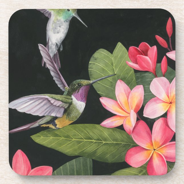 Hummingbirds In the Plumeria Coaster (Front)