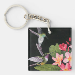 Hummingbirds In the Plumeria Key Ring