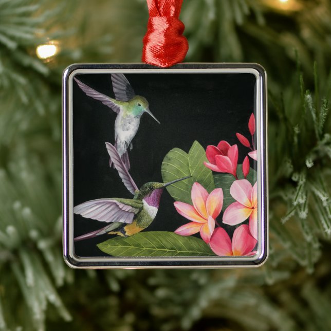 Hummingbirds In the Plumeria Metal Tree Decoration (Tree)