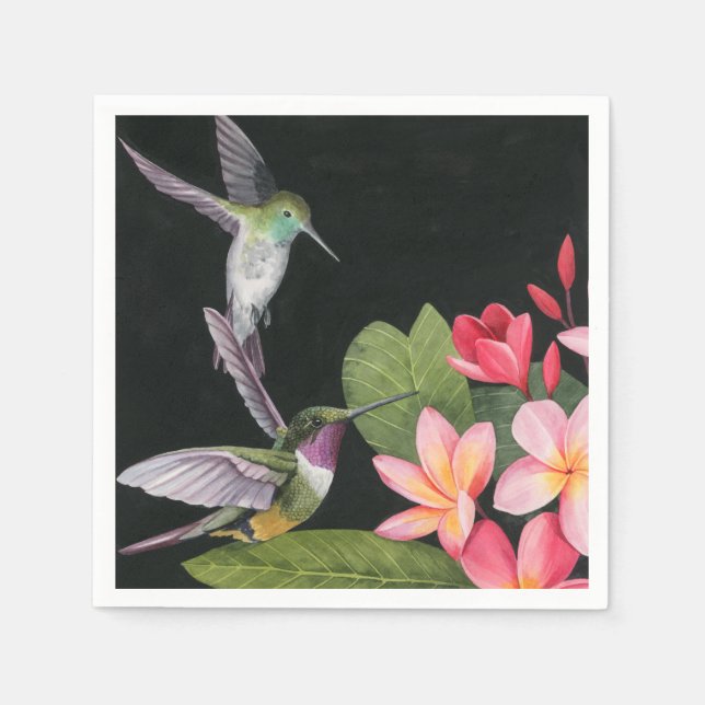 Hummingbirds In the Plumeria Napkin (Front)