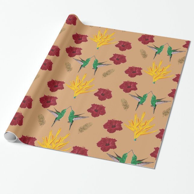 Hummingbirds inspiraton wrapping paper (Unrolled)