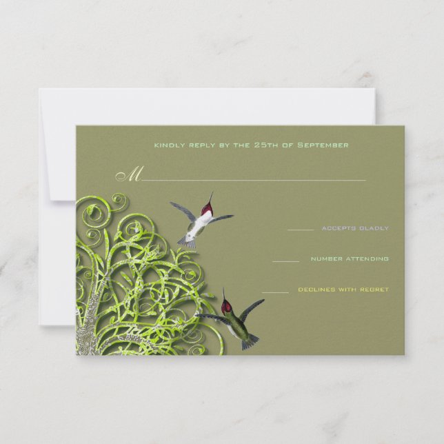 Hummingbirds Lime Tree Wedding Invitation (Front)