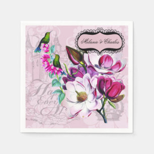 Hummingbirds Magnolias Wedding Paper Napkins