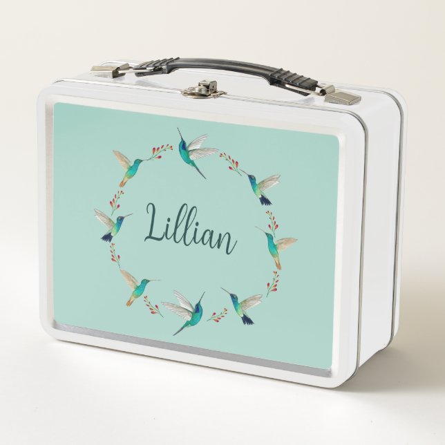 Hummingbirds  metal lunch box (Front)