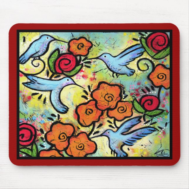 Hummingbirds Mouse Pad - 9.25" x 7.75" (Front)