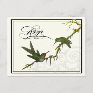 Hummingbirds n Swirls -  Wedding Postcard RSVP