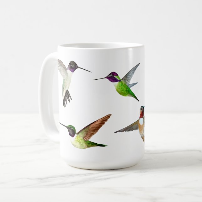 Hummingbirds of California in Flight Coffee Mug (Front Left)