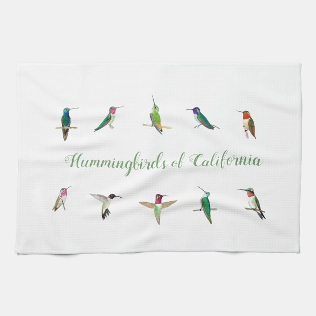 Hummingbirds of California Kitchen Towel (Horizontal)
