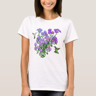 Hummingbirds on Aster Flowers Ladies Raglan Sweats T-Shirt