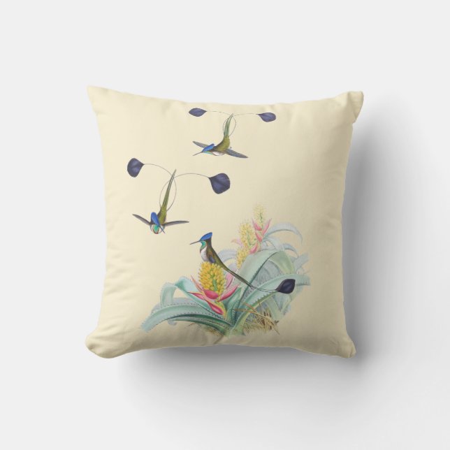 Hummingbirds on Bromeliads Outdoor Pillow 16x16 (Front)