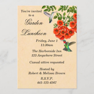 Hummingbirds on Trumpet Vine Custom Invitation