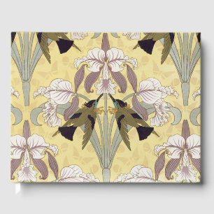 Hummingbirds Orchids Maidenhair Ferns Art Nouveau Guest Book