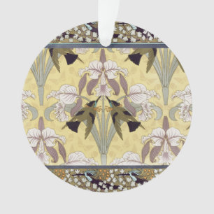 Hummingbirds,Orchids,Maidenhair Ferns Art Nouveau Ornament
