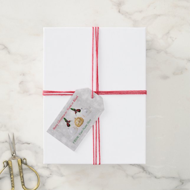 Hummingbirds & Ornaments Gift Tags (With Twine)