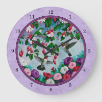 Hummingbirds Pink Fuchsia Flowers Lavender