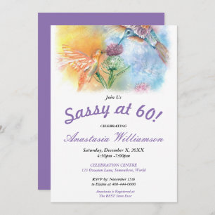 HUMMINGBIRDS SASSY AT 60! PARTY INVITATION