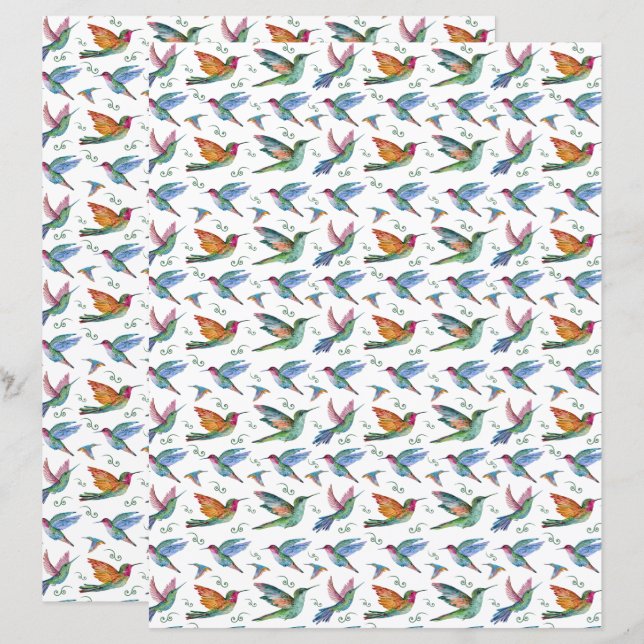 Hummingbirds Scrapbook Paper (Front/Back)