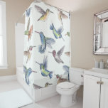 Hummingbirds Shower Curtain<br><div class="desc">Hummingbirds painted with ink and watercolor,  then pattern made in Photoshop.</div>