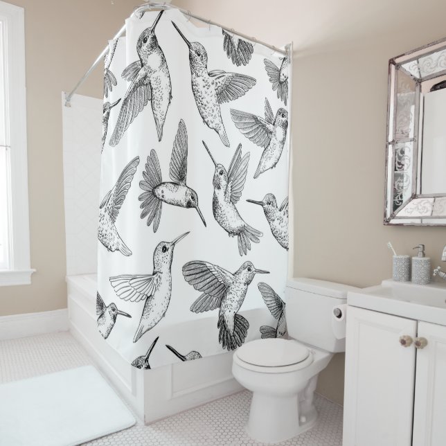 Hummingbirds Shower Curtain (In Situ)