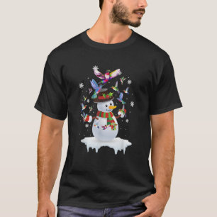 Hummingbirds Snowman Funny Christmas Animal Bird L T-Shirt