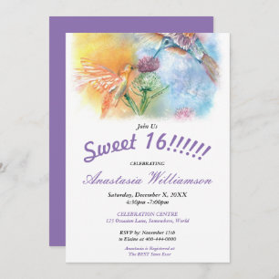 HUMMINGBIRDS SWEET 16! PARTY INVITATION