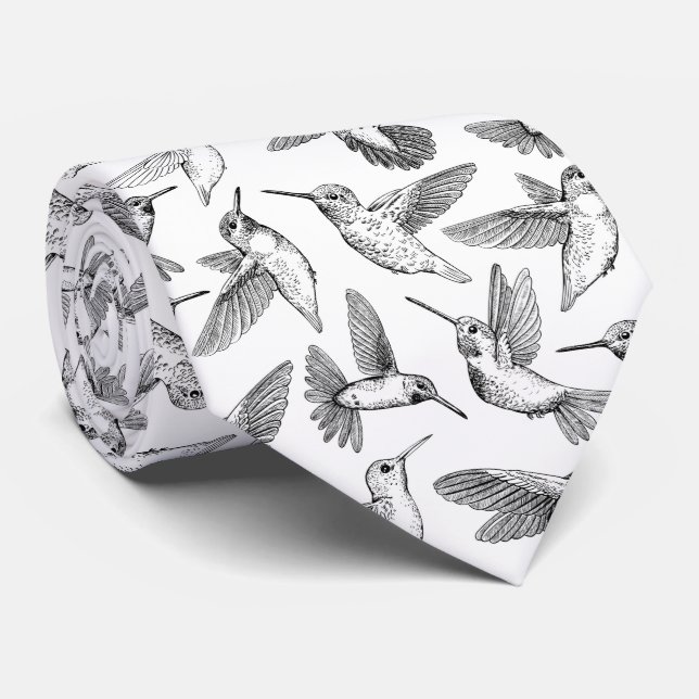 Hummingbirds Tie (Rolled)
