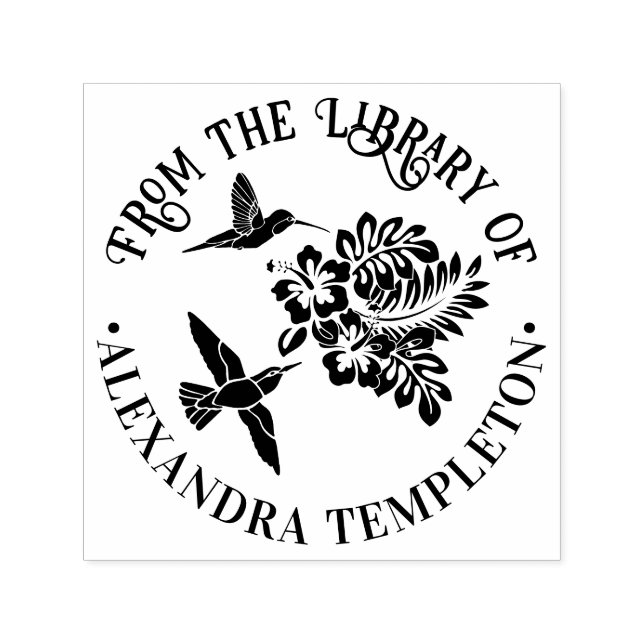 Hummingbirds & Tropical Hibiscuses Floral Library Self-inking Stamp (Design)