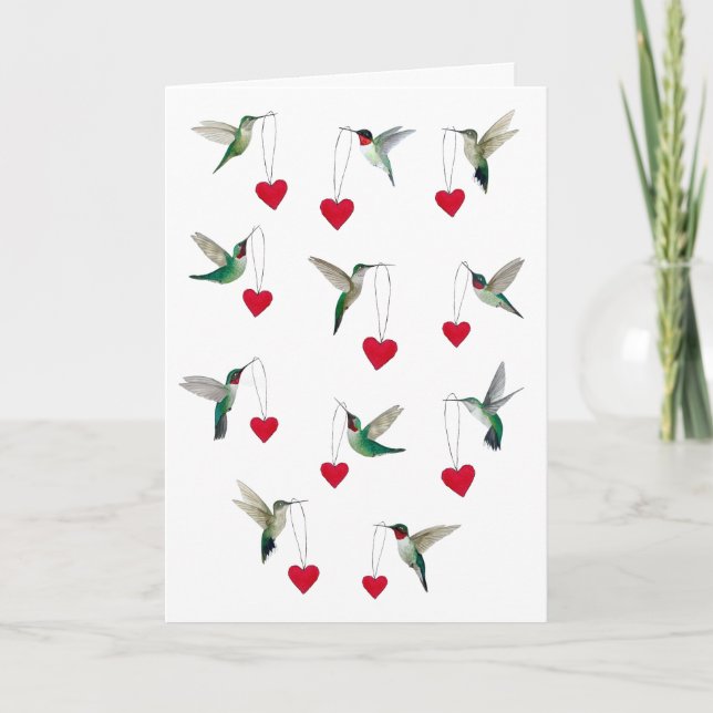 Hummingbirds Valentine's Day Card (Front)