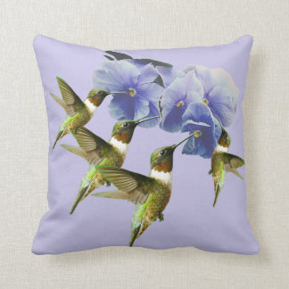 Hummingbirds Violet Flowers Green Garden Cushion