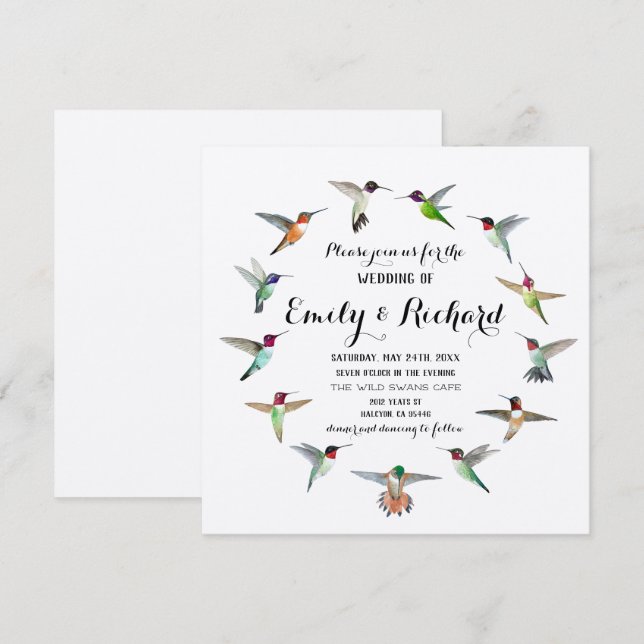 Hummingbirds Wedding Invitation (Front/Back)