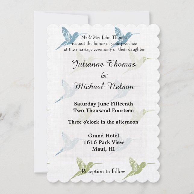 Hummingbirds Wedding Invitation (Front)
