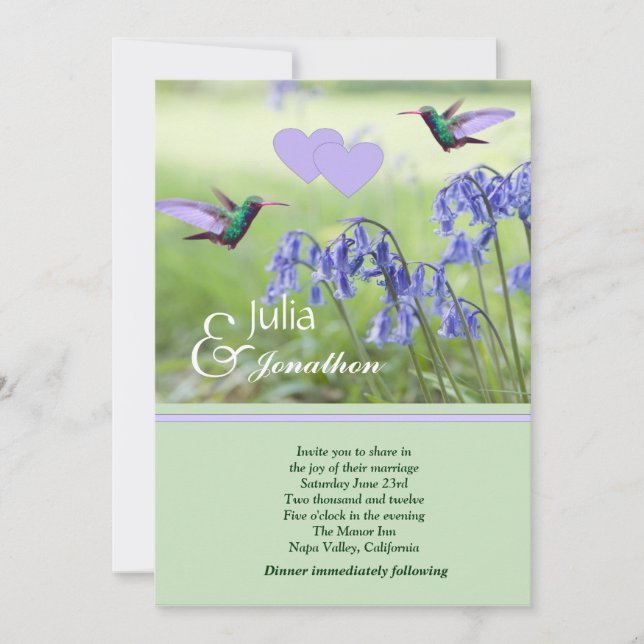 Hummingbirds Wedding Invitation (Front)